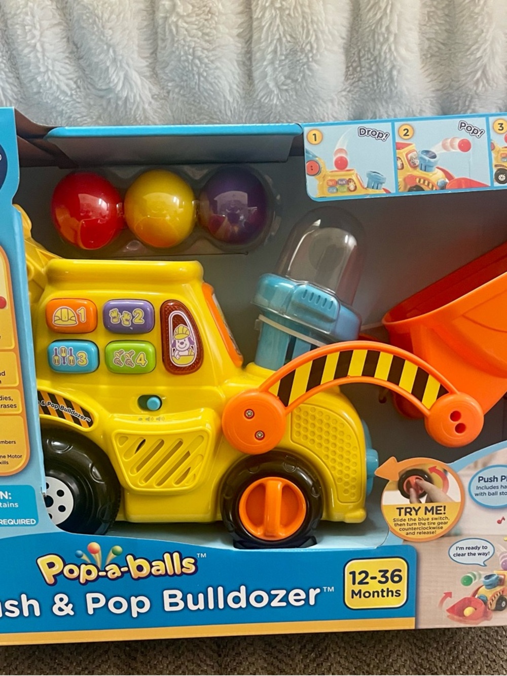 Pop-a-balls Push & Pop Bulldozer Toy - Yellow